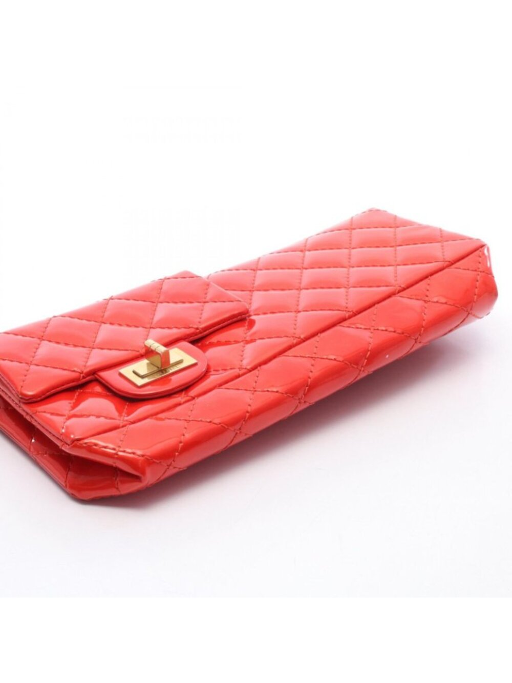 Chanel Shoulder Bag 2.55 Quilted Clutch Red Patent Leather Chain - Picture 10 of 10